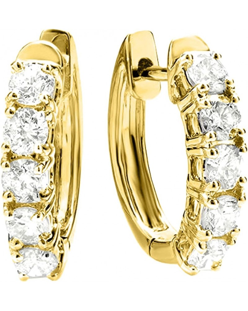 1-6 Carat 5 Stone Diamond Huggies Diamond Hoop Earrings Value Collection Yellow Gold 2.5 carats $486.20 Earrings