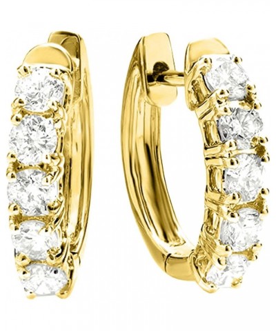 1-6 Carat 5 Stone Diamond Huggies Diamond Hoop Earrings Value Collection Yellow Gold 2.5 carats $486.20 Earrings