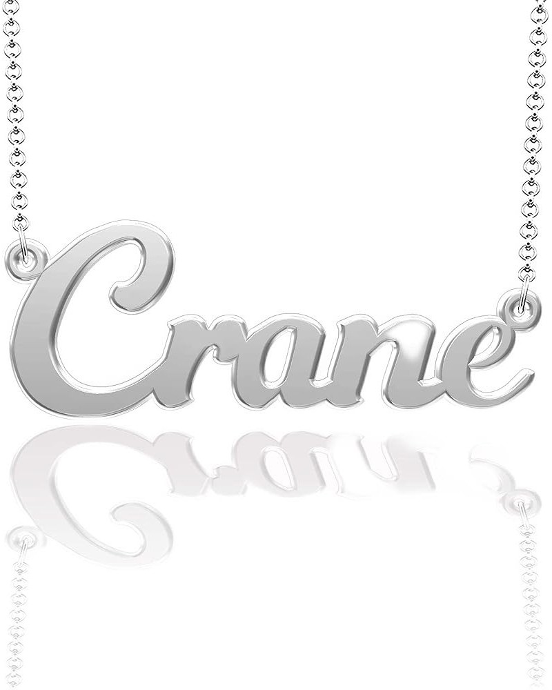 Real Silver Custom Name Necklace Personalized Nameplate Silver Pendant 925 Crane $13.33 Necklaces