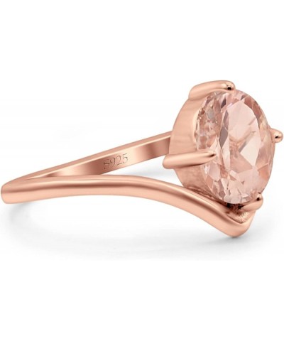 V Art Deco Wedding Ring Oval Simulated Cubic Zirconia 925 Sterling Silver Rose Tone, Simulated Morganite CZ $13.79 Rings