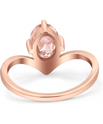 V Art Deco Wedding Ring Oval Simulated Cubic Zirconia 925 Sterling Silver Rose Tone, Simulated Morganite CZ $13.79 Rings