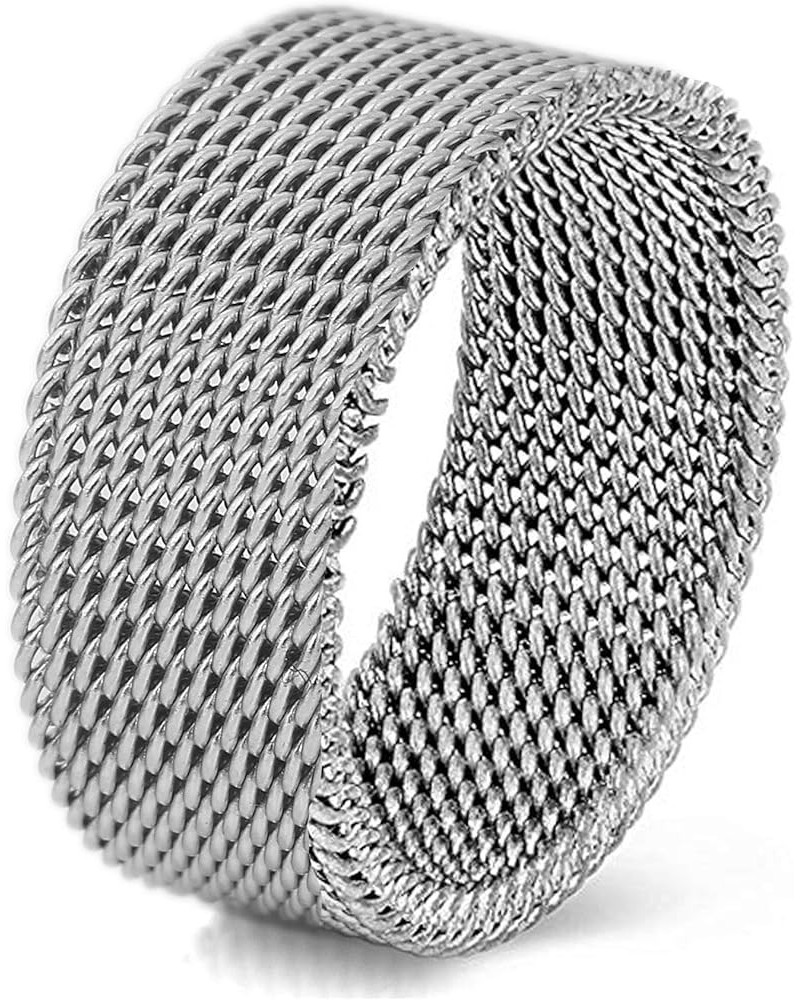 Stainless Steel Mesh Ring-Comfortable Fashionable Women and Man Engage Wedding Band, Size 4-13 5 Silver $7.50 Rings