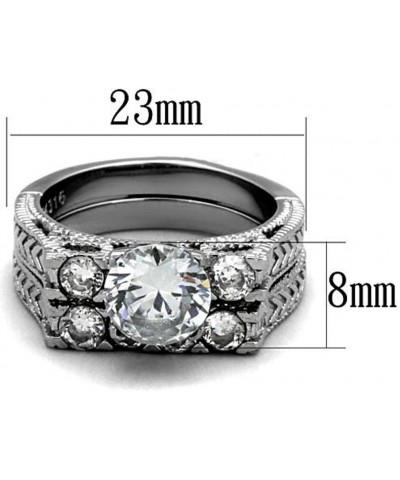 His and Her Stainless Steel 2.95 Carat Cubic Zirconia Bridal Set and Men's Titanium Wedding Band Women's Size 10 Men's Size 0...