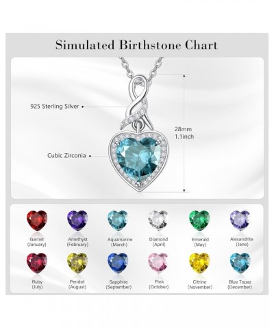 Heart Necklace for Women January Birthstone Necklace 925 Sterling Silver 4 Carat Cubic Zirconia Necklace Birthstone Jewelry G...