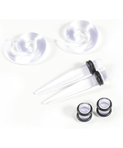 Ear Stretching Kit 54 Pieces 14Gauges-00Gauges Earrings Piercing Kit transparent clear $10.78 Body Jewelry