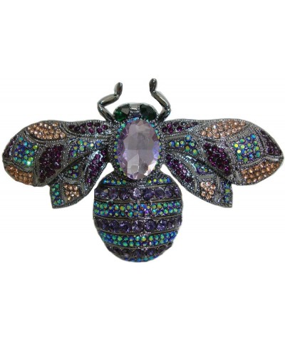 TTjewelry Charming Bee Insect Brooch Pin Austria Crystal Rhinestone Purple Black-tone $12.71 Brooches & Pins