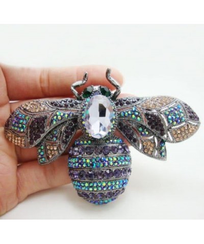 TTjewelry Charming Bee Insect Brooch Pin Austria Crystal Rhinestone Purple Black-tone $12.71 Brooches & Pins