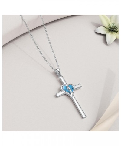 Genuine Turquoise Cross Necklace for Women Sterling Silver Gemstone Western Boho Pendant Jewelry Gifts for Her 03 $46.55 Neck...