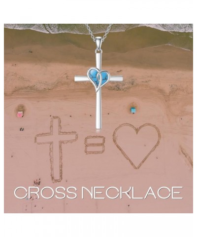 Genuine Turquoise Cross Necklace for Women Sterling Silver Gemstone Western Boho Pendant Jewelry Gifts for Her 03 $46.55 Neck...