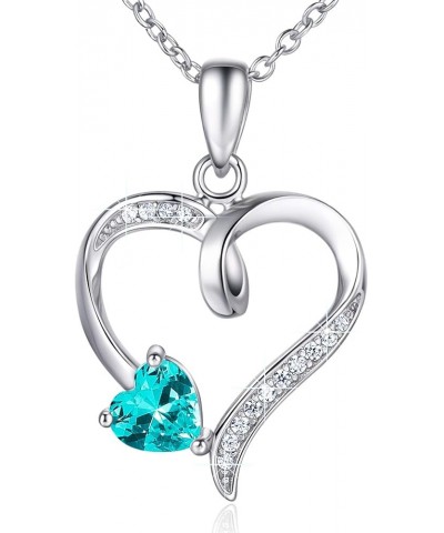 Heart Necklaces for Women Valentines Day Gifts for Her 925 Sterling Silver Birthstone Necklaces Heart-Shape 5A Cubic Zirconia...