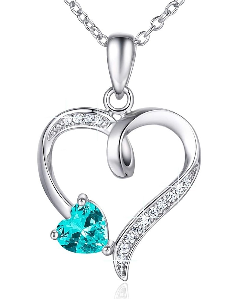 Heart Necklaces for Women Valentines Day Gifts for Her 925 Sterling Silver Birthstone Necklaces Heart-Shape 5A Cubic Zirconia...