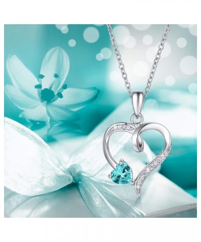 Heart Necklaces for Women Valentines Day Gifts for Her 925 Sterling Silver Birthstone Necklaces Heart-Shape 5A Cubic Zirconia...