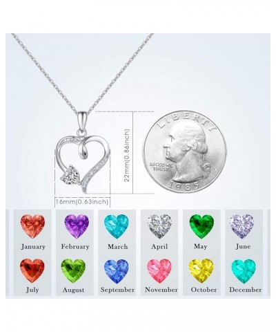 Heart Necklaces for Women Valentines Day Gifts for Her 925 Sterling Silver Birthstone Necklaces Heart-Shape 5A Cubic Zirconia...