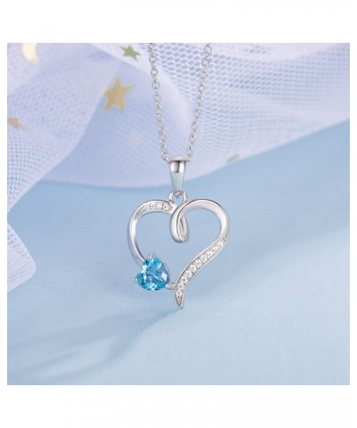 Heart Necklaces for Women Valentines Day Gifts for Her 925 Sterling Silver Birthstone Necklaces Heart-Shape 5A Cubic Zirconia...