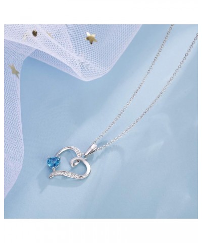 Heart Necklaces for Women Valentines Day Gifts for Her 925 Sterling Silver Birthstone Necklaces Heart-Shape 5A Cubic Zirconia...