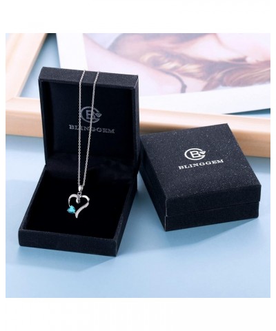 Heart Necklaces for Women Valentines Day Gifts for Her 925 Sterling Silver Birthstone Necklaces Heart-Shape 5A Cubic Zirconia...