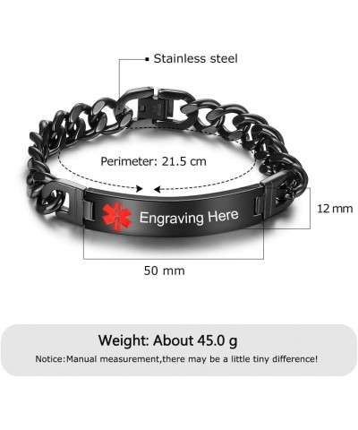 Medical Alert Bracelet for Women & Men Adjustable Alert ID Bracelets Wrist Bangle Free Engrave Stainless Steel Life Alert Bra...