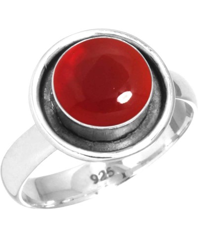 925 Sterling Silver Statement Ring for Women 8 MM Round Gemstone Handmade Jewelry for Gift (99089_R) Garnet Quartz $18.42 Rings