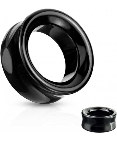 Pair of Double Flare Hollow Tunnel Solid Black Stone Obsidian Saddle Ear Plugs E584 13/16 Inch(20mm) $11.64 Body Jewelry