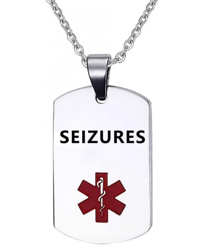 Health Alert Pendant Necklaces for Men Women Stainless Steel Engraved Medical ID Tag Emergency Med Alert Necklace Jewelry Sei...