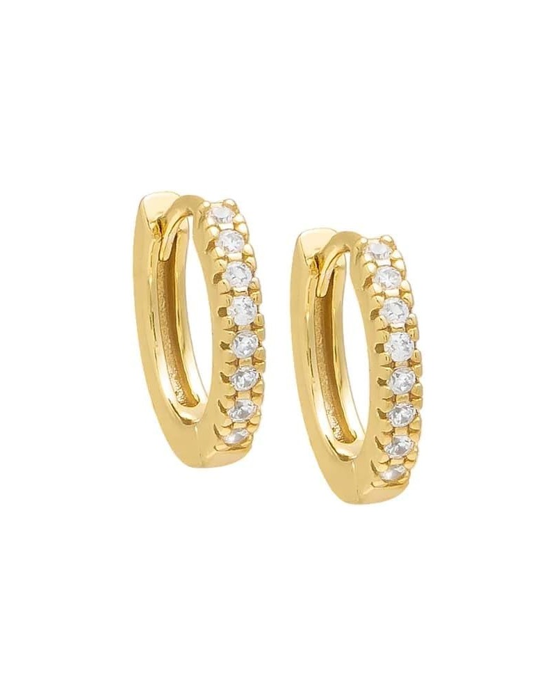 ADINA EDEN Cubic Zirconia Earrings 14K Gold Plated Sterling Silver, Gold Hoop Earrings For Women, Hypoallergenic Huggie Earri...