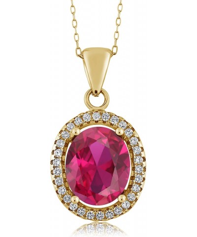 18K Yellow Gold Plated Silver Red Created Ruby Pendant Necklace For Women (4.40 Cttw, Oval 11X9MM, with 18 Inch Chain) $28.59...