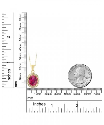 18K Yellow Gold Plated Silver Red Created Ruby Pendant Necklace For Women (4.40 Cttw, Oval 11X9MM, with 18 Inch Chain) $28.59...