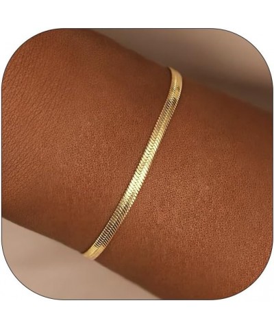 Gold Bracelets for Women Trendy, 14K Real Gold Plated Jewelry Waterproof, 7"+2" Adjustable Link Chain Bracelet, Dainty Gold P...