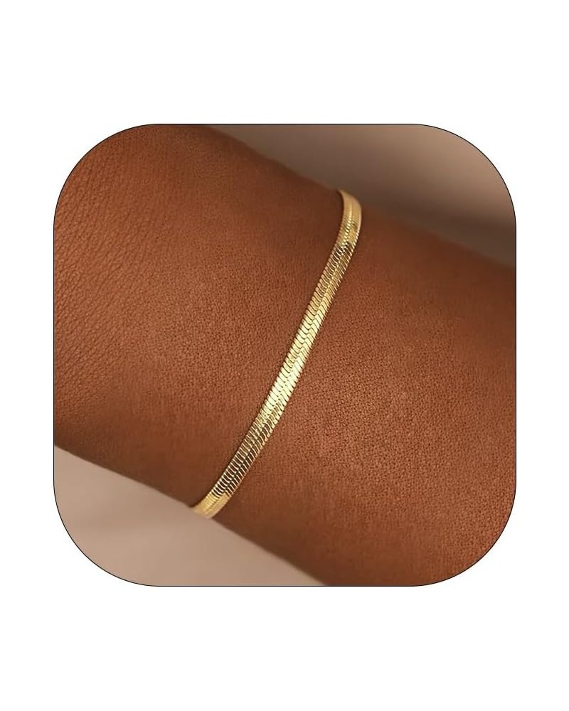 Gold Bracelets for Women Trendy, 14K Real Gold Plated Jewelry Waterproof, 7"+2" Adjustable Link Chain Bracelet, Dainty Gold P...