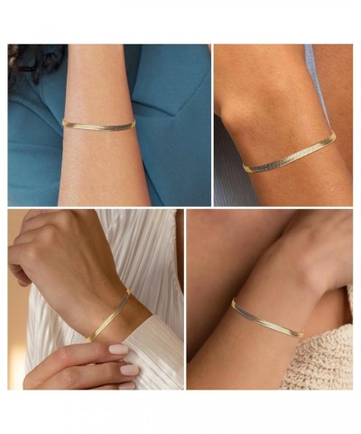 Gold Bracelets for Women Trendy, 14K Real Gold Plated Jewelry Waterproof, 7"+2" Adjustable Link Chain Bracelet, Dainty Gold P...