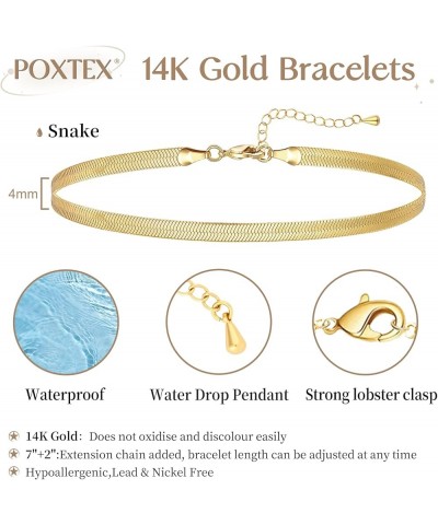 Gold Bracelets for Women Trendy, 14K Real Gold Plated Jewelry Waterproof, 7"+2" Adjustable Link Chain Bracelet, Dainty Gold P...