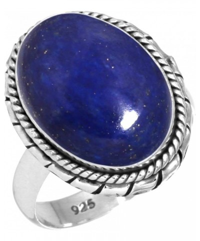 925 Sterling Silver Handmade Ring for Women 12x16 Oval Gemstone Costume Silver Jewelry for Gift (99035_R) Lapis $21.08 Rings