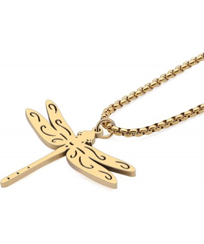 Stainless Steel Flying Dragonfly Necklace Chain Pendant Dragonfly Gifts for Women Girls Spring Summer Insect Charms Gold $8.5...