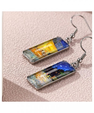 Van Gogh Painting Starry Sky Sunflower Drop Dangle Earrings for Women Girls Abstract Art Earrings Charm Jewelry Town $7.79 Ea...