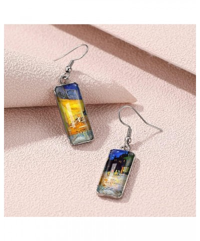 Van Gogh Painting Starry Sky Sunflower Drop Dangle Earrings for Women Girls Abstract Art Earrings Charm Jewelry Town $7.79 Ea...