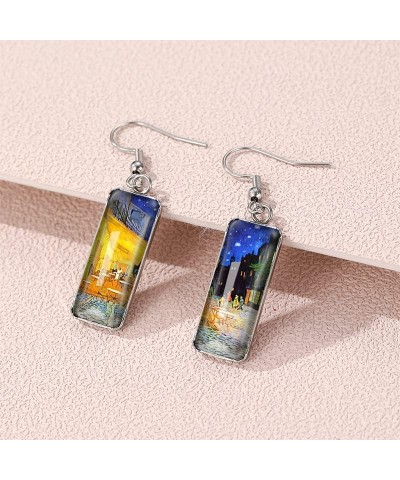 Van Gogh Painting Starry Sky Sunflower Drop Dangle Earrings for Women Girls Abstract Art Earrings Charm Jewelry Town $7.79 Ea...