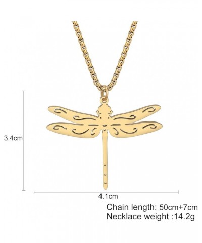 Stainless Steel Flying Dragonfly Necklace Chain Pendant Dragonfly Gifts for Women Girls Spring Summer Insect Charms Gold $8.5...