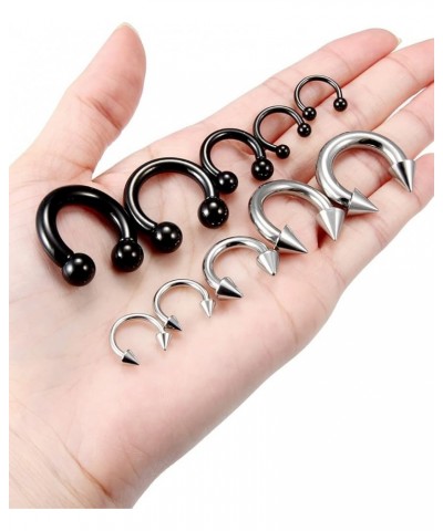 20Pcs 14G-4G Septum Stretching Kit Septum Pincher Tapers Septum Rings 316L Stainless Steel Internally Threaded Spike Horsesho...