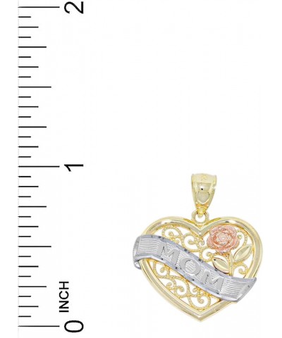 Charm America - Gold Mom Pendant Necklace - 10 Karat Solid Gold - Heart Pendant Charm - Mother Day Gift Style 3 $39.90 Necklaces