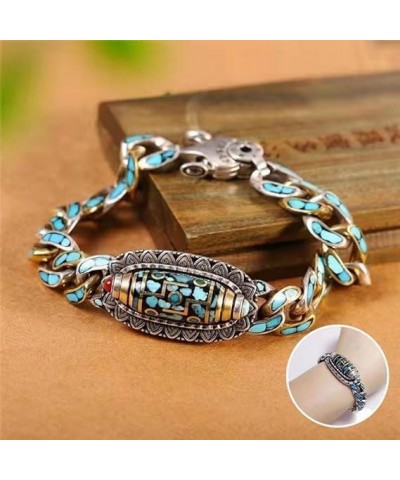 2024 Turquoise Six-Character Mantra Nine-Eyed Dzi Bead Bracelet B-22cm $12.34 Bracelets