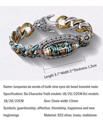 2024 Turquoise Six-Character Mantra Nine-Eyed Dzi Bead Bracelet B-22cm $12.34 Bracelets