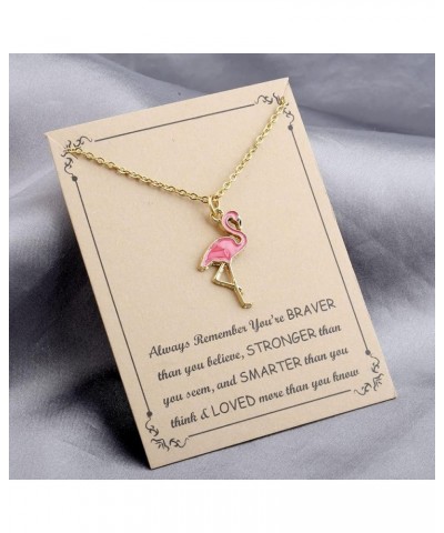 Pink Flamingo Necklace Gifts Flamingo Lover Gifts Flamingo Bird Pendant Necklace Flamingo Jewelry for Women Girls Flamingo Se...