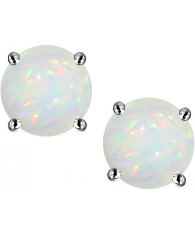 Solid 14K Gold 6mm Round Screw Back Stud Earrings Opal White Gold $136.49 Earrings