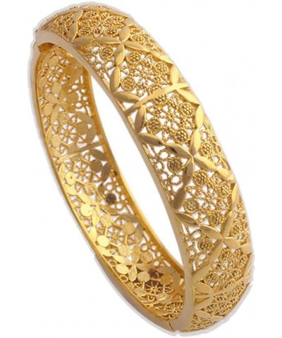 18K Yellow Gold Plated Filigree Wedding Bangle Bracelet for Women $13.70 Bracelets