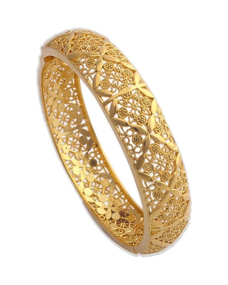 18K Yellow Gold Plated Filigree Wedding Bangle Bracelet for Women $13.70 Bracelets