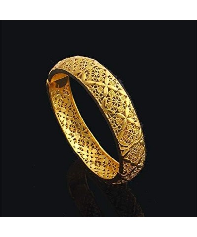 18K Yellow Gold Plated Filigree Wedding Bangle Bracelet for Women $13.70 Bracelets