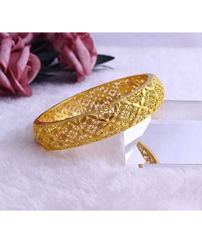 18K Yellow Gold Plated Filigree Wedding Bangle Bracelet for Women $13.70 Bracelets