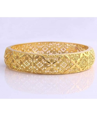 18K Yellow Gold Plated Filigree Wedding Bangle Bracelet for Women $13.70 Bracelets