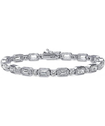 Sterling Silver Art Deco Cubic Zirconia CZ Statement Tennis Bracelet for Women, Rhodium Plated 7.5 inch $43.05 Bracelets