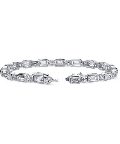 Sterling Silver Art Deco Cubic Zirconia CZ Statement Tennis Bracelet for Women, Rhodium Plated 7.5 inch $43.05 Bracelets